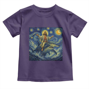 Funny Christian Jesus Riding Hammerhead Shark Toddler T Shirt Starry Night Inspired Art