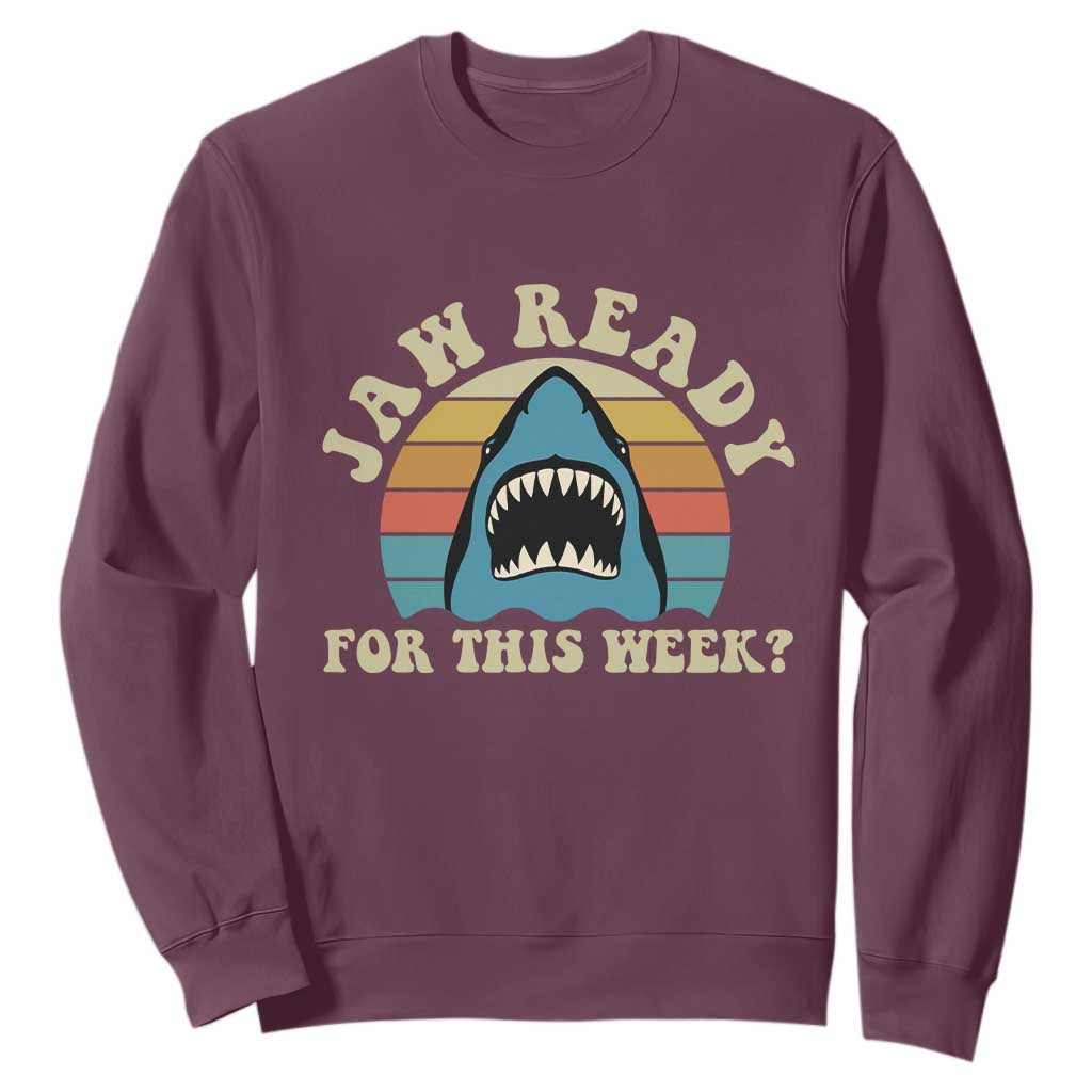 Jaw Ready For This Sweatshirt Vintage Shark Lover Ocean Wildlife