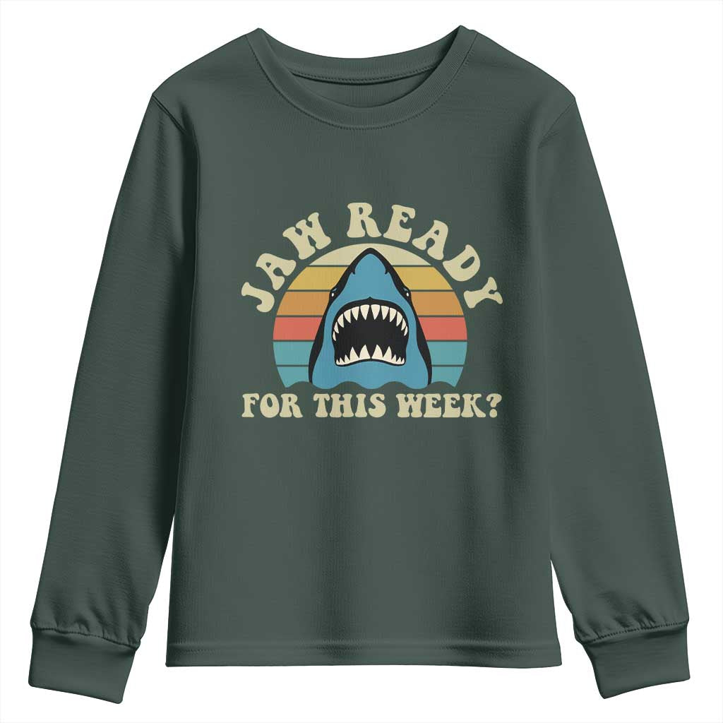 Jaw Ready For This Youth Sweatshirt Vintage Shark Lover Ocean Wildlife