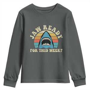 Jaw Ready For This Youth Sweatshirt Vintage Shark Lover Ocean Wildlife