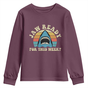 Jaw Ready For This Youth Sweatshirt Vintage Shark Lover Ocean Wildlife