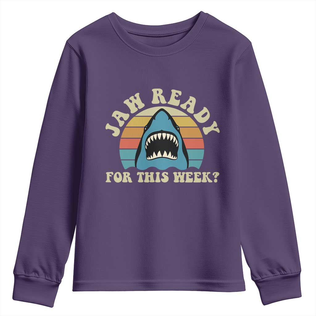 Jaw Ready For This Youth Sweatshirt Vintage Shark Lover Ocean Wildlife