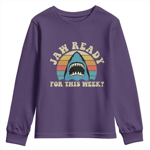 Jaw Ready For This Youth Sweatshirt Vintage Shark Lover Ocean Wildlife