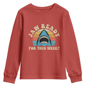 Jaw Ready For This Youth Sweatshirt Vintage Shark Lover Ocean Wildlife