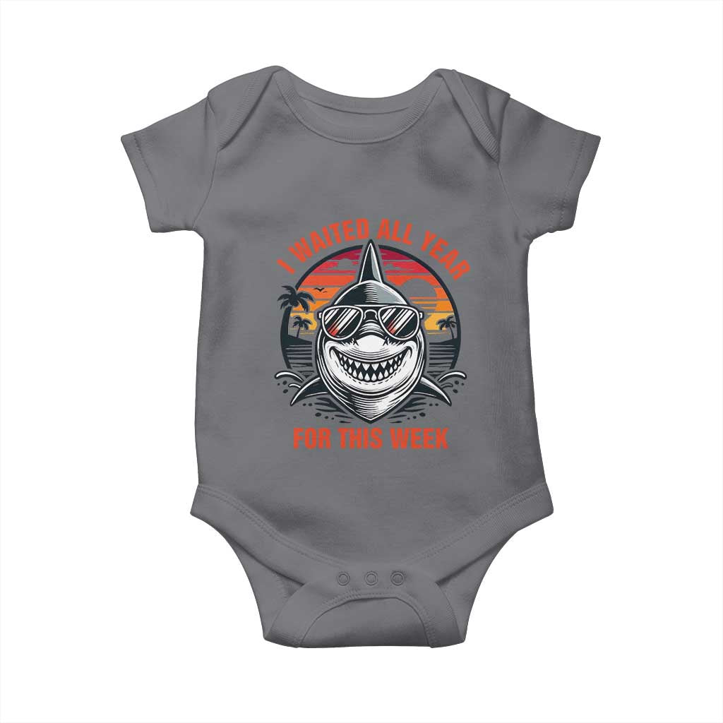 Funny Shark Summer Vacation Baby Onesie I Waited All Year For This Week