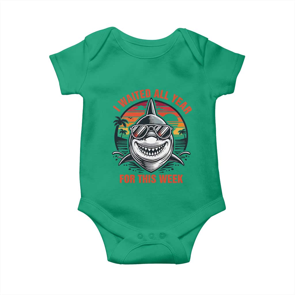 Funny Shark Summer Vacation Baby Onesie I Waited All Year For This Week