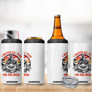 Funny Shark Summer Vacation 4 in 1 Can Cooler Tumbler I Waited All Year For This Week