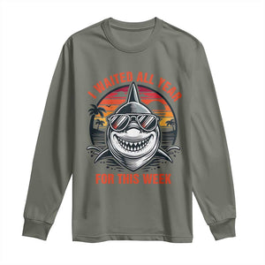 Funny Shark Summer Vacation Long Sleeve Shirt I Waited All Year For This Week