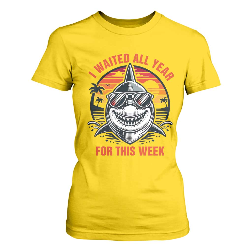Funny Shark Summer Vacation T Shirt For Women I Waited All Year For This Week