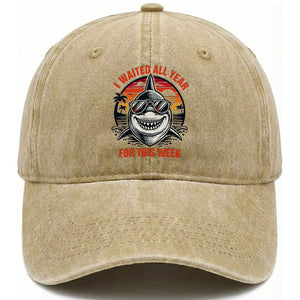 Funny Shark Summer Vacation Washed Cotton Baseball Cap I Waited All Year For This Week