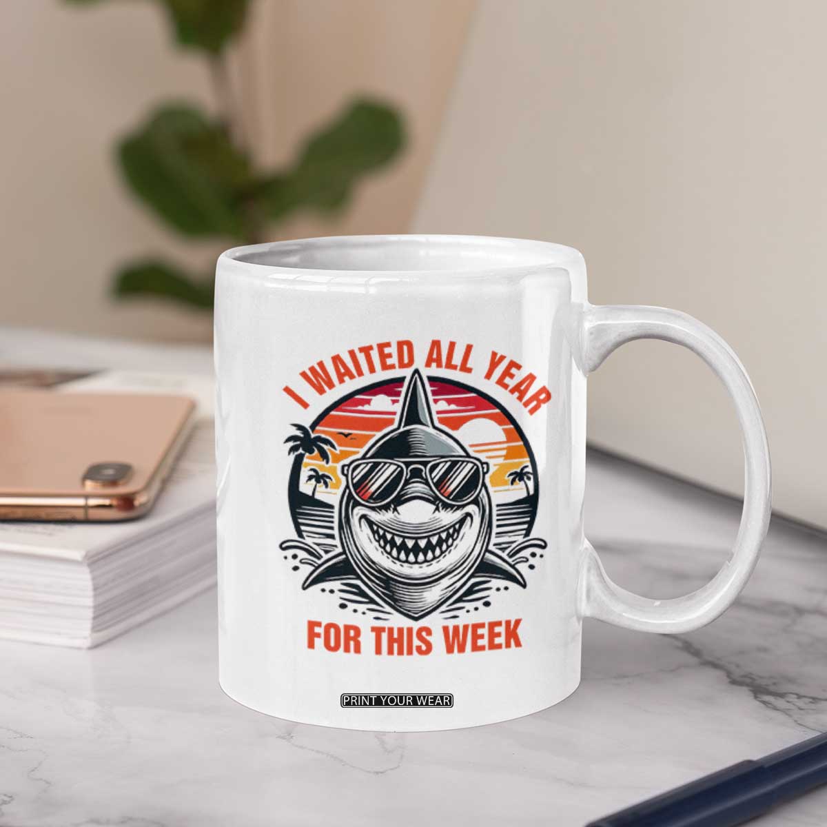 Funny Shark Summer Vacation Coffee Mug I Waited All Year For This Week
