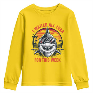 Funny Shark Summer Vacation Youth Sweatshirt I Waited All Year For This Week