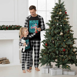 Funny Nurse Shark Plaid Pajama Set Medical Worker Appreciation Gift