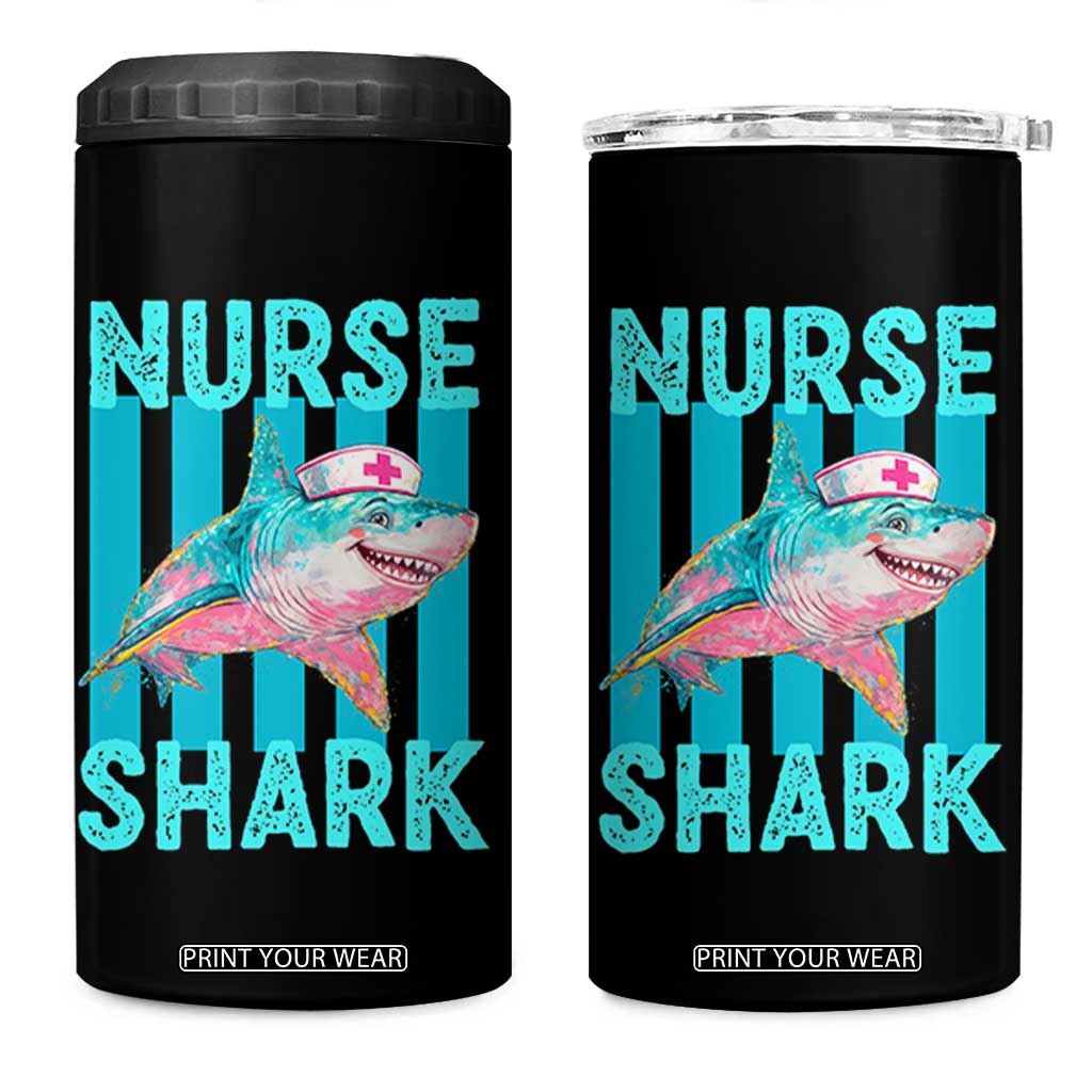 Funny Nurse Shark 4 in 1 Can Cooler Tumbler Medical Worker Appreciation Gift