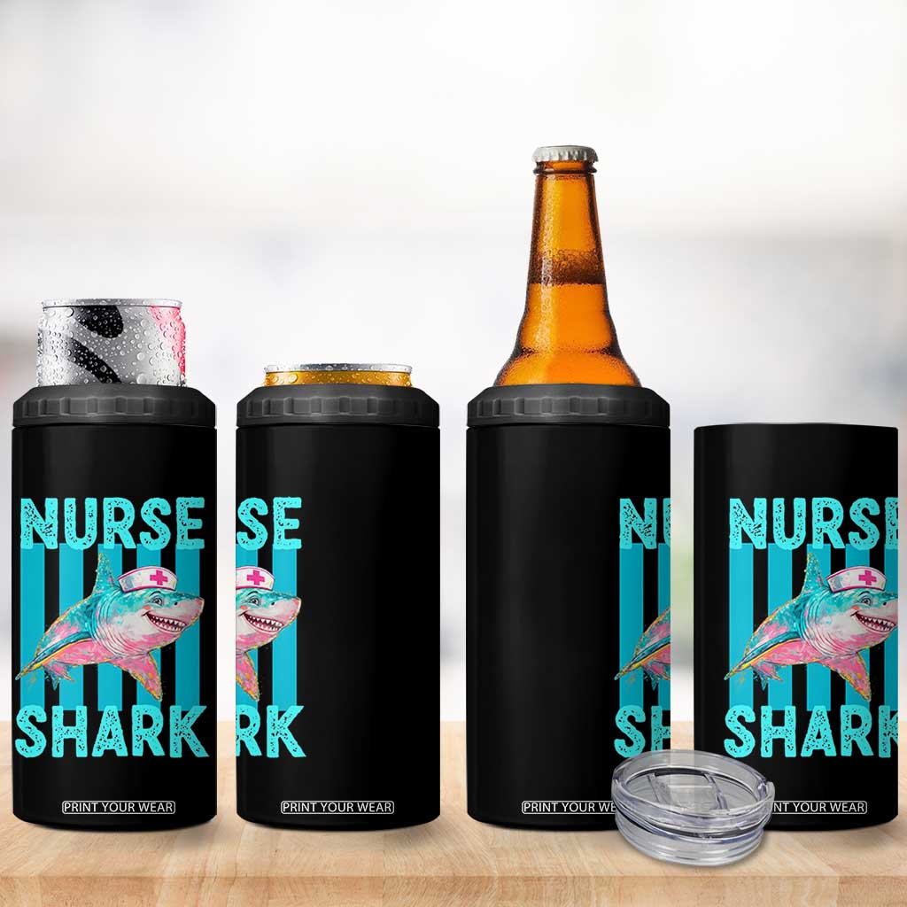 Funny Nurse Shark 4 in 1 Can Cooler Tumbler Medical Worker Appreciation Gift