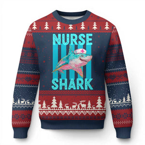 Funny Nurse Shark Ugly Christmas Sweater Medical Worker Appreciation Gift