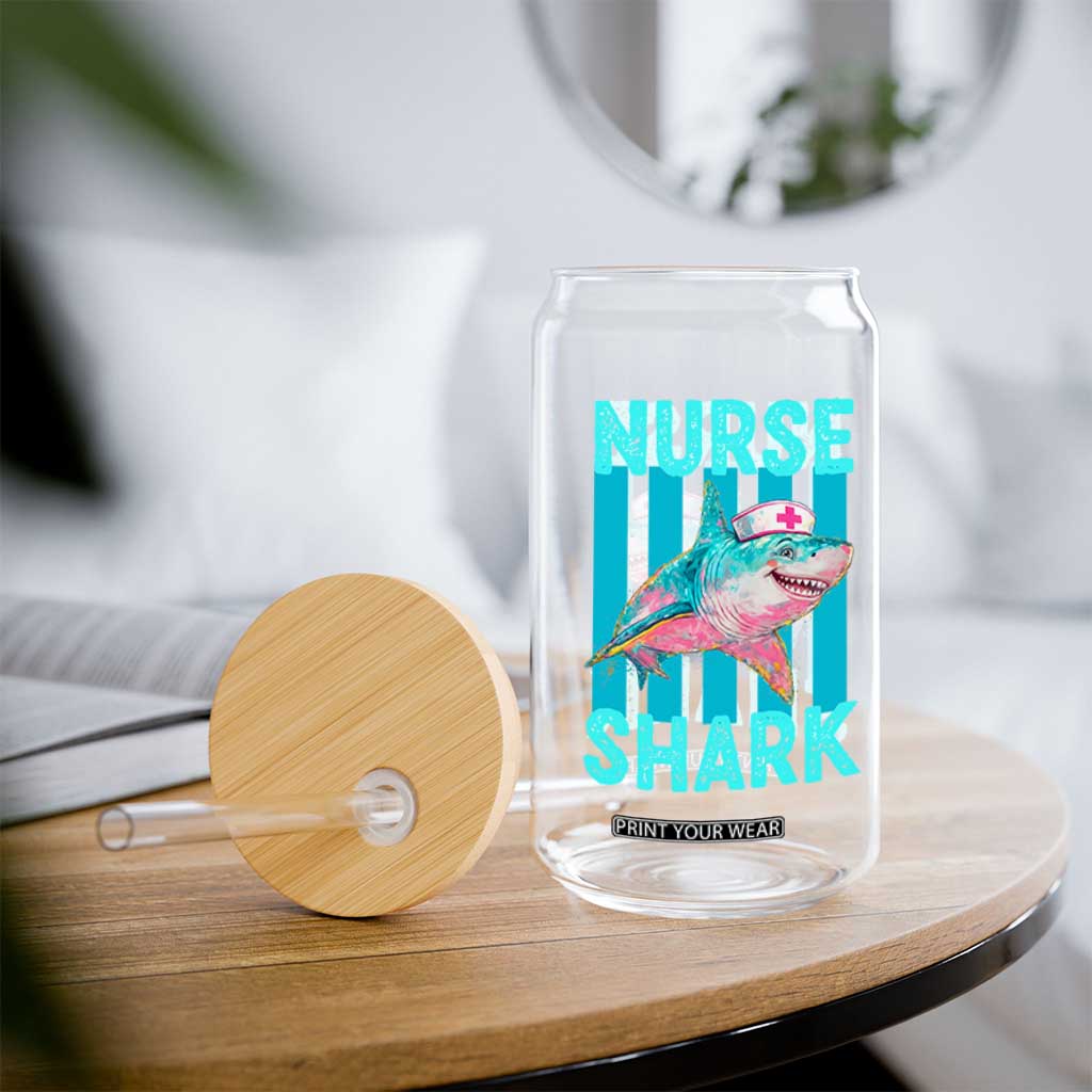 Funny Nurse Shark Glass Can Medical Worker Appreciation Gift