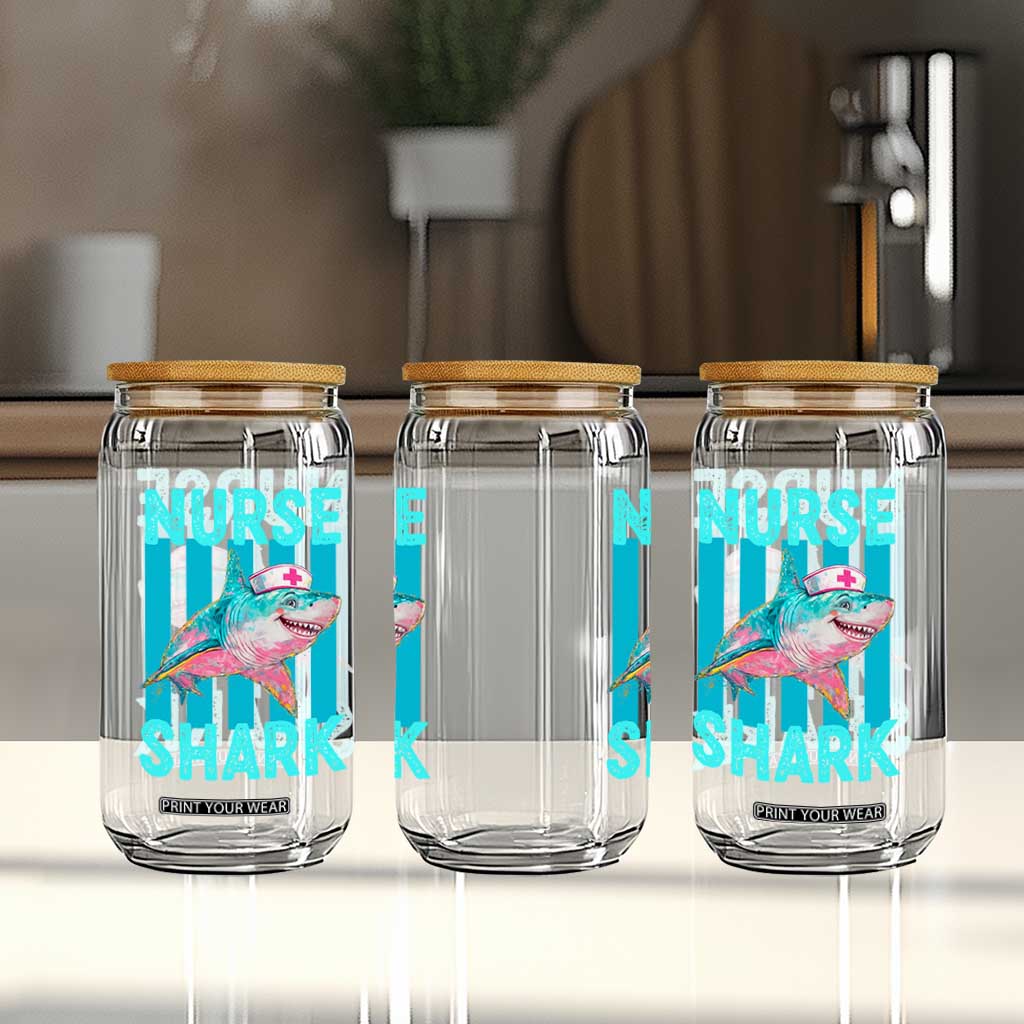 Funny Nurse Shark Glass Can Medical Worker Appreciation Gift