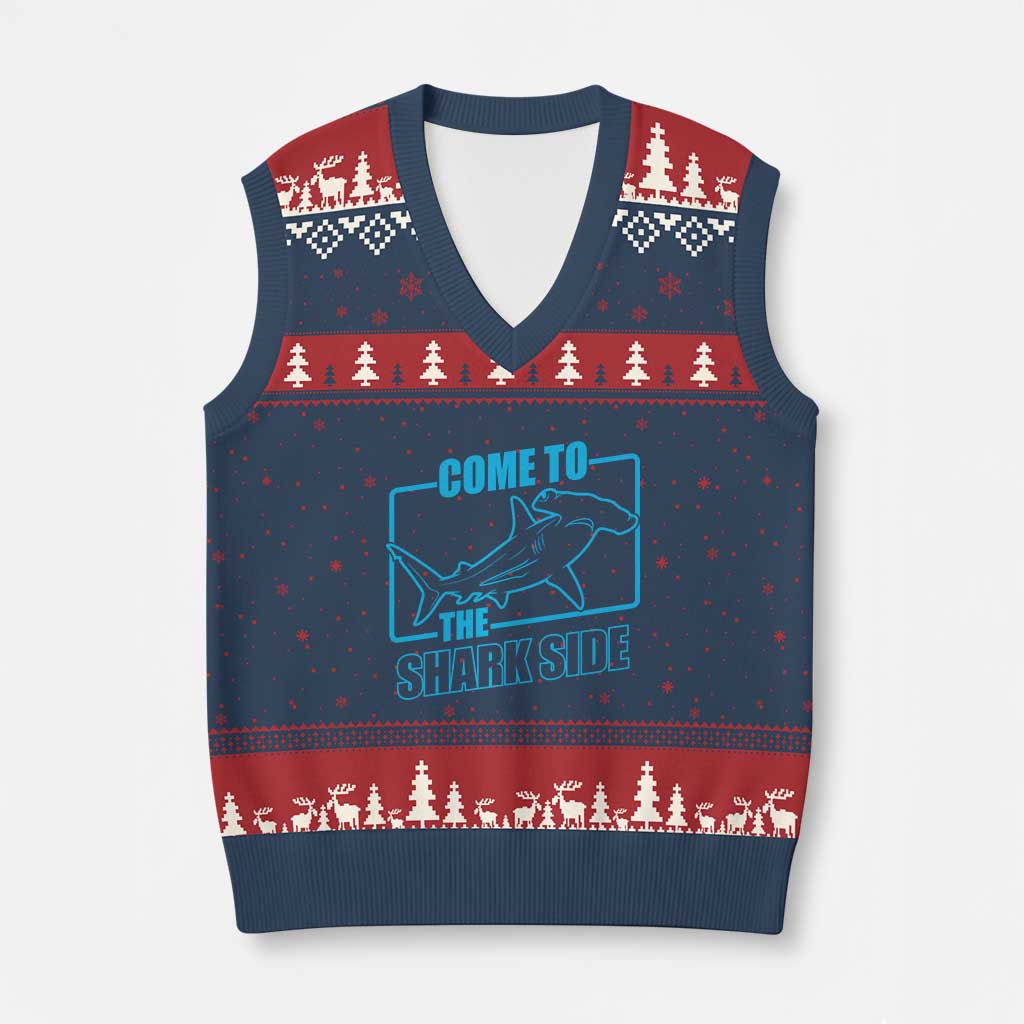 Funny Hammerhead Shark Lover V-Neck Knit Sweater Vest Come To The Shark Side