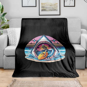 Shark Skeleton Surfer Throw Blanket Hawaiian Beach Vacation Gift
