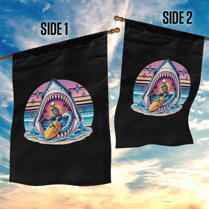 Shark Skeleton Surfer Garden Flag Hawaiian Beach Vacation Gift