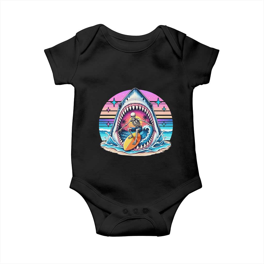 Shark Skeleton Surfer Baby Onesie Hawaiian Beach Vacation Gift TS12 Black Print Your Wear