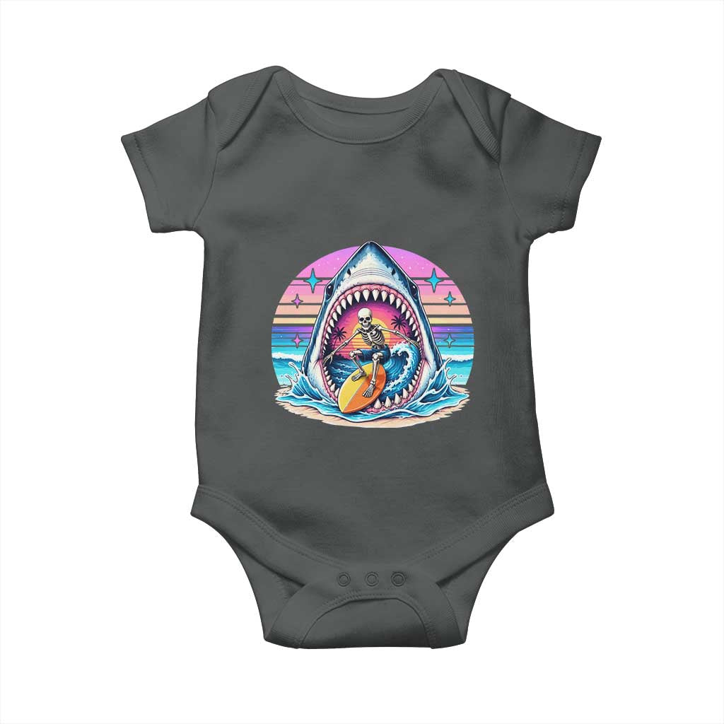 Shark Skeleton Surfer Baby Onesie Hawaiian Beach Vacation Gift