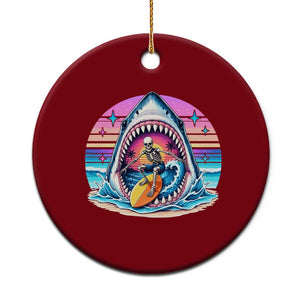 Shark Skeleton Surfer Ceramic Ornament Hawaiian Beach Vacation Gift