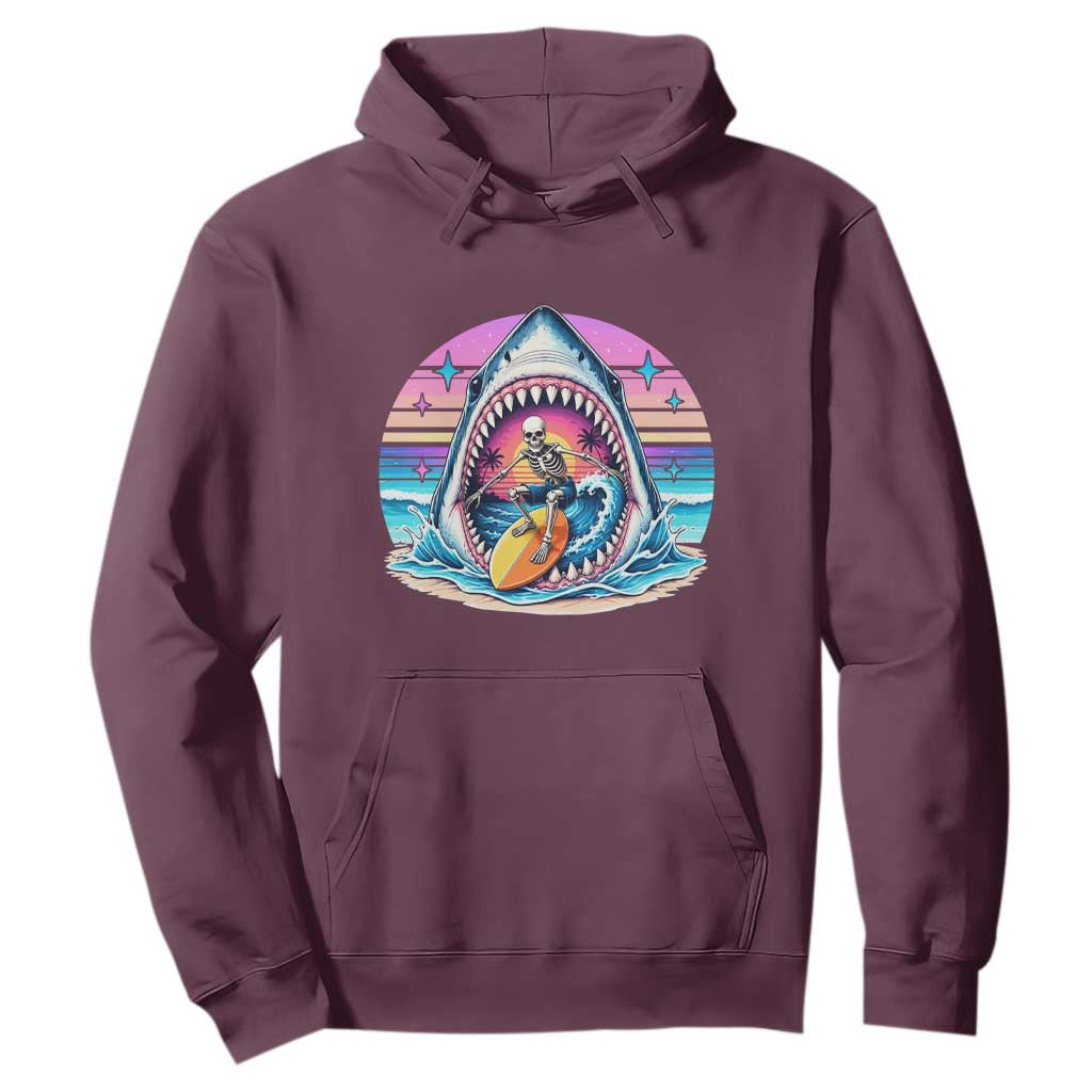 Shark Skeleton Surfer Hoodie Hawaiian Beach Vacation Gift