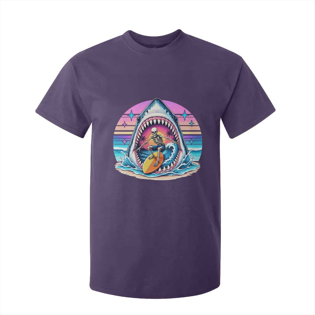 Shark Skeleton Surfer T Shirt For Kid Hawaiian Beach Vacation Gift