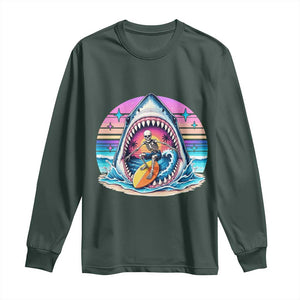 Shark Skeleton Surfer Long Sleeve Shirt Hawaiian Beach Vacation Gift