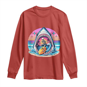 Shark Skeleton Surfer Long Sleeve Shirt Hawaiian Beach Vacation Gift