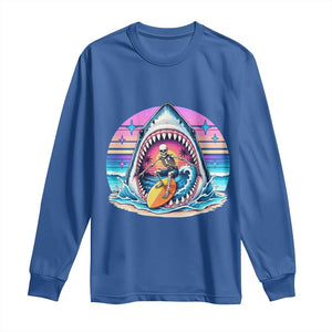 Shark Skeleton Surfer Long Sleeve Shirt Hawaiian Beach Vacation Gift
