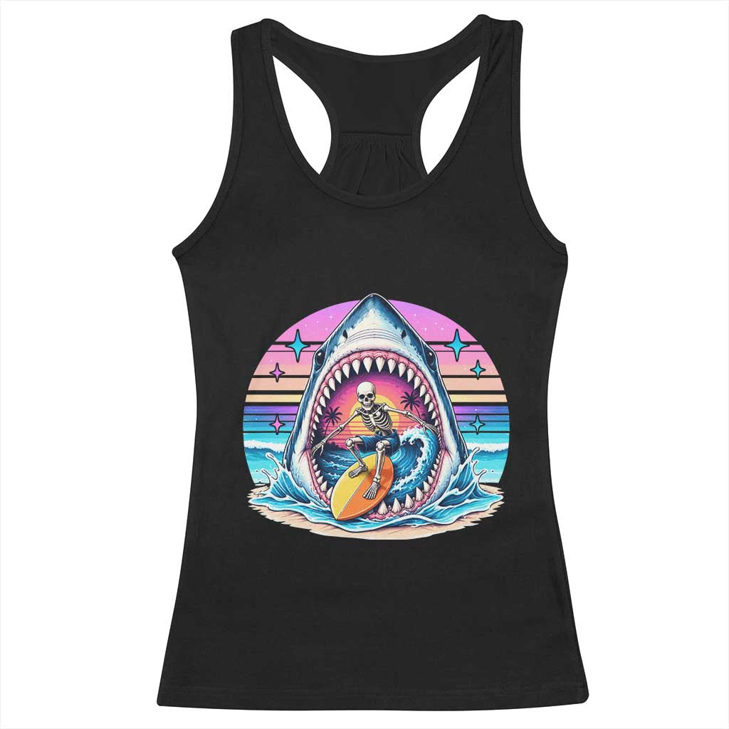 Shark Skeleton Surfer Racerback Tank Top Hawaiian Beach Vacation Gift TS12 Black Print Your Wear