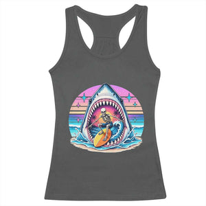 Shark Skeleton Surfer Racerback Tank Top Hawaiian Beach Vacation Gift