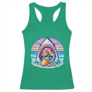Shark Skeleton Surfer Racerback Tank Top Hawaiian Beach Vacation Gift