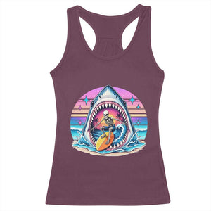 Shark Skeleton Surfer Racerback Tank Top Hawaiian Beach Vacation Gift