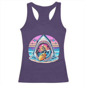 Shark Skeleton Surfer Racerback Tank Top Hawaiian Beach Vacation Gift