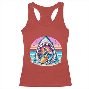 Shark Skeleton Surfer Racerback Tank Top Hawaiian Beach Vacation Gift