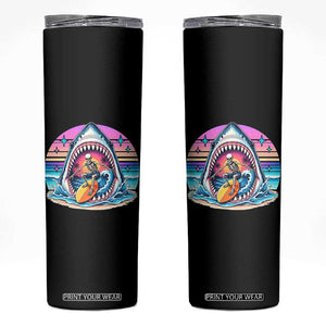 Shark Skeleton Surfer Skinny Tumbler Hawaiian Beach Vacation Gift