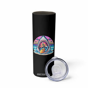 Shark Skeleton Surfer Skinny Tumbler Hawaiian Beach Vacation Gift