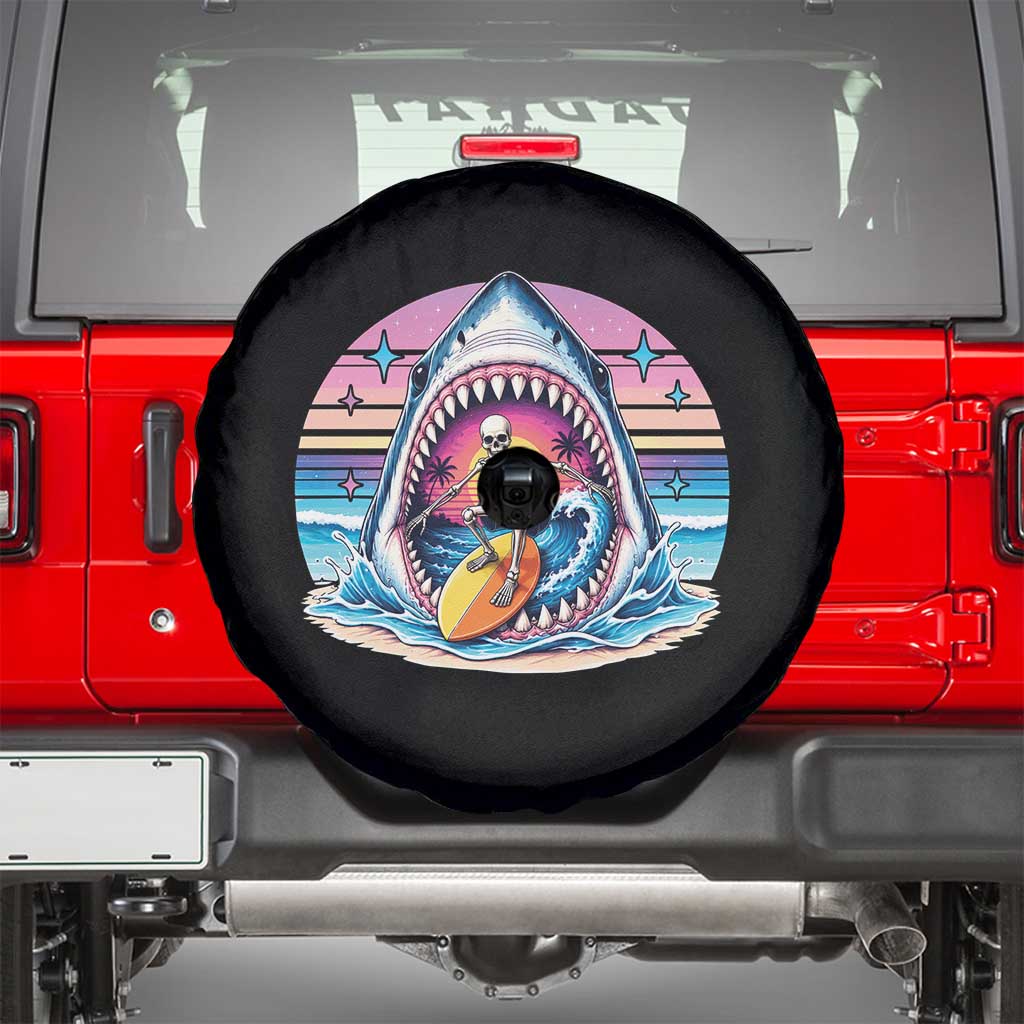 Shark Skeleton Surfer Spare Tire Cover Hawaiian Beach Vacation Gift