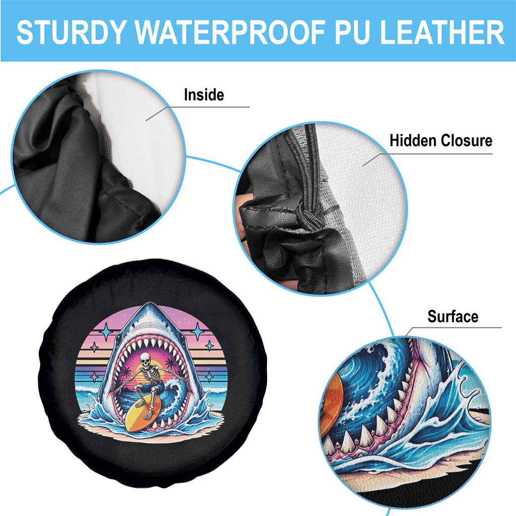 Shark Skeleton Surfer Spare Tire Cover Hawaiian Beach Vacation Gift