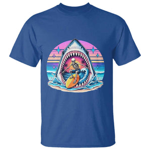 Shark Skeleton Surfer T Shirt Hawaiian Beach Vacation Gift