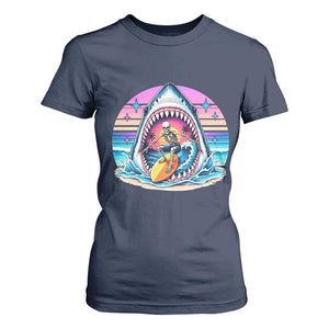 Shark Skeleton Surfer T Shirt For Women Hawaiian Beach Vacation Gift