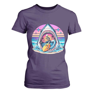 Shark Skeleton Surfer T Shirt For Women Hawaiian Beach Vacation Gift