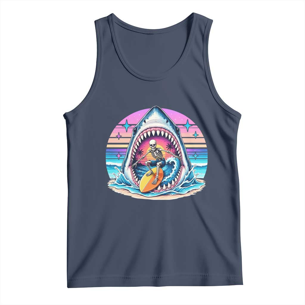 Shark Skeleton Surfer Tank Top Hawaiian Beach Vacation Gift