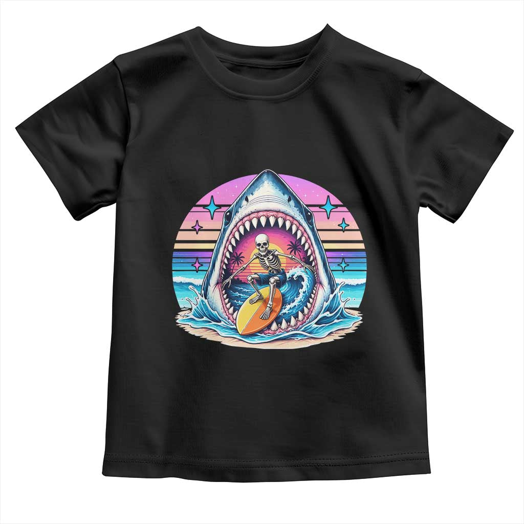 Shark Skeleton Surfer Toddler T Shirt Hawaiian Beach Vacation Gift TS12 Black Print Your Wear
