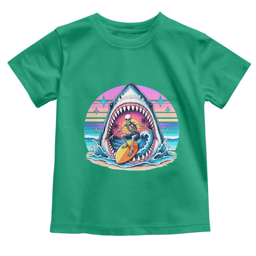 Shark Skeleton Surfer Toddler T Shirt Hawaiian Beach Vacation Gift