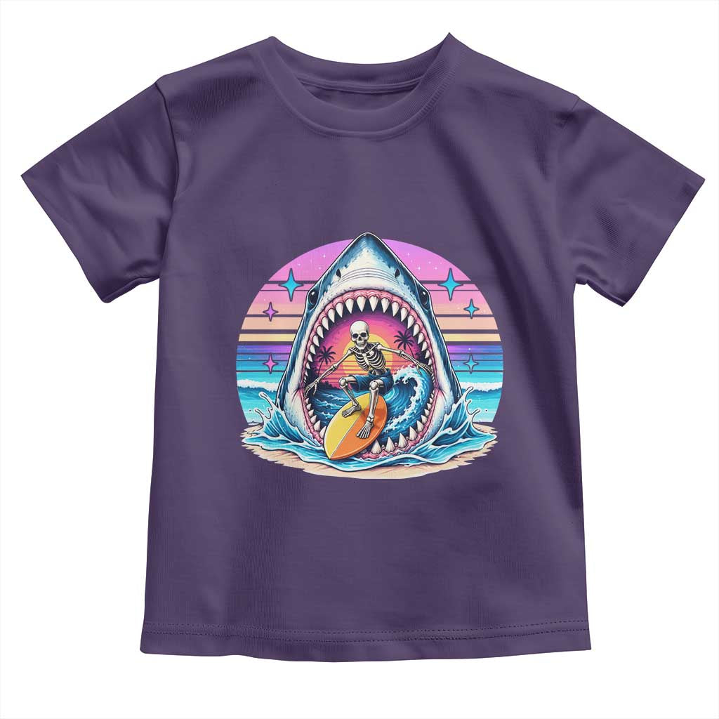 Shark Skeleton Surfer Toddler T Shirt Hawaiian Beach Vacation Gift